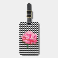 Pink Rose and Chevron Luggage Tag