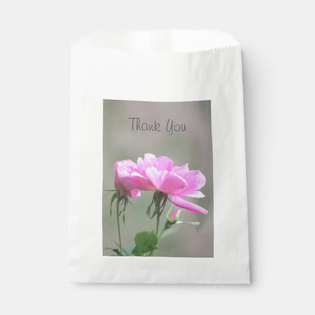 Pink Rose And Grey Favour Pouch Bag (Front)