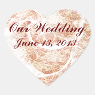Pink Rose and Lace Heart Sticker