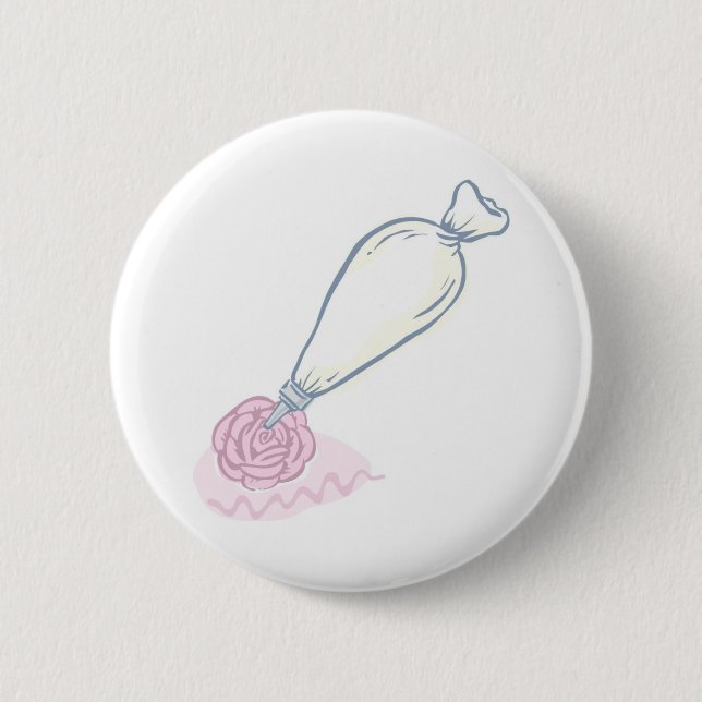 Pink Rose and Pastry Bag 2 Inch Round Button (Front)