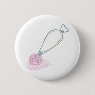 Pink Rose and Pastry Bag 2 Inch Round Button