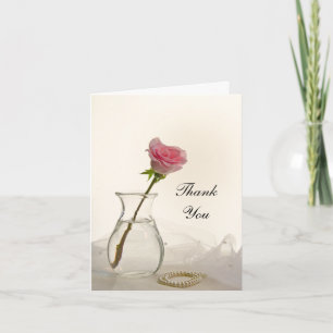 Pink Rose and Pearls Bridesmaid Thank You Card