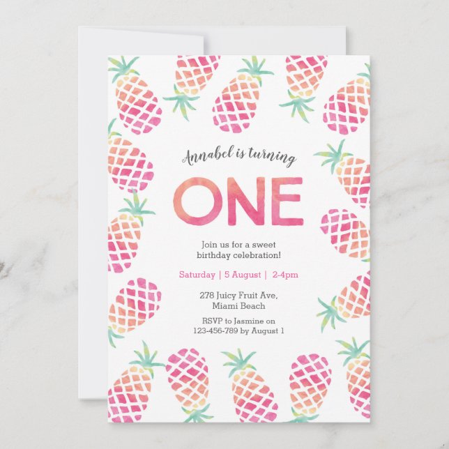 Pink rose anniversaire tropical Invitation (Devant)