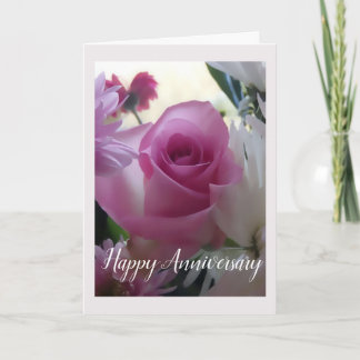 Pink rose Anniversary Card