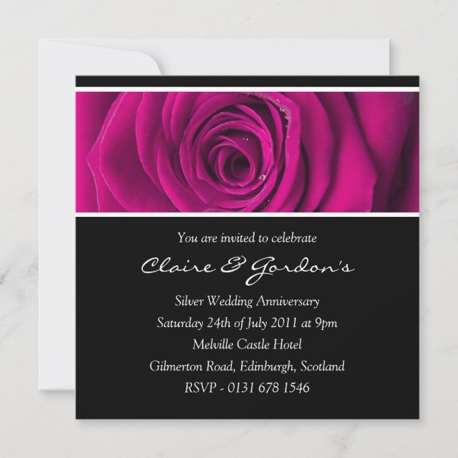 Pink Rose Anniversary Party Invitation (Front)