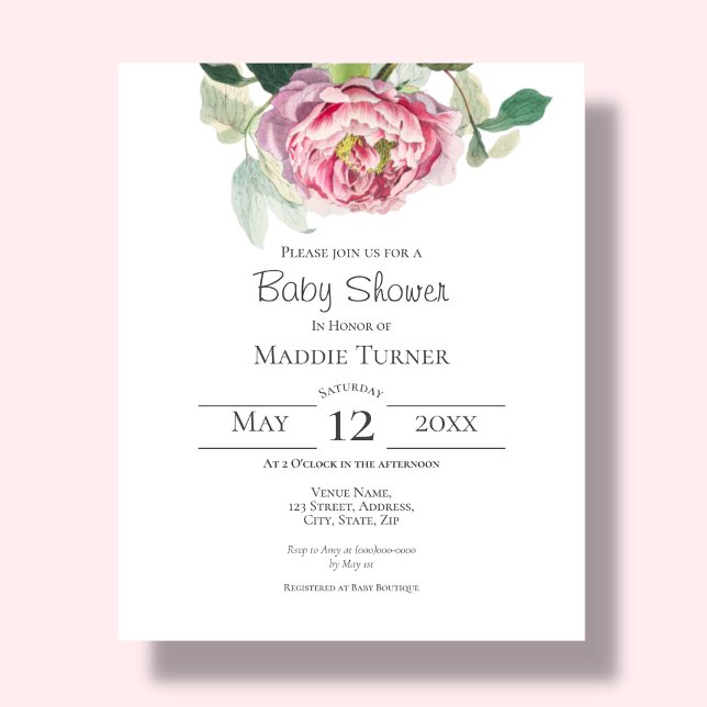 Pink Rose | Baby Shower Invitation (Creator Uploaded)