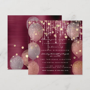 Pink Rose Ballon Sweet 16th Bridal Bordeaux Marsal Invitation