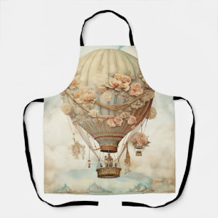 Pink Rose Balloon Pastel Teal Victorian Fairy Tale Apron