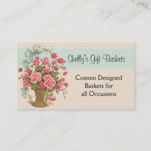 Pink Rose Basket All Purpose Business Card