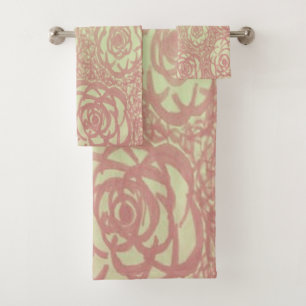 Pink Rose Bath Towel Set