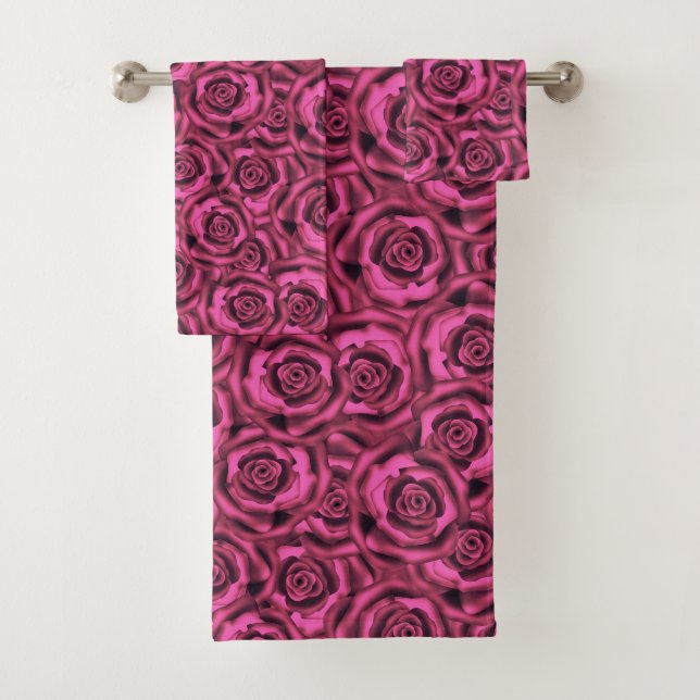 Pink rose bath towel set (Insitu)