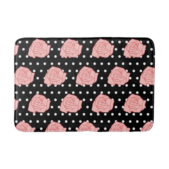Pink Rose Bathroom Rug Mat (Front)