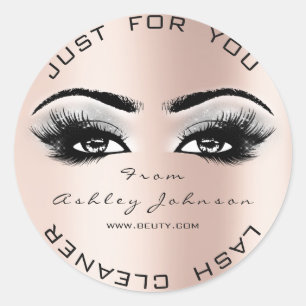 Pink Rose Beauty Glitter Grey Lash Makeup Cleaner Classic Round Sticker