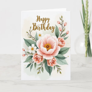 Pink Rose Birthday Art Card