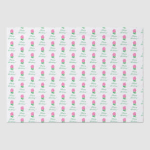 Pink Rose Birthday White Tissue Paper