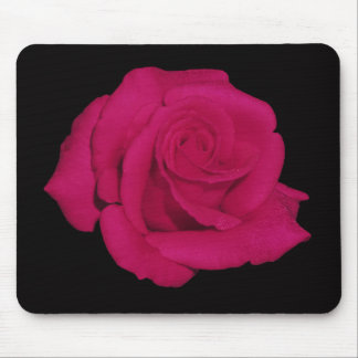 Pink rose, black background mousepad (gifts)