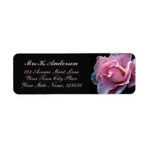 Pink Rose Black Photo Personalized Stationery Name