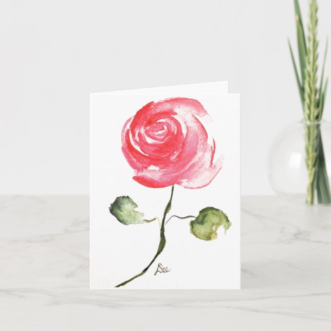 Pink Rose Blank Card (Front)