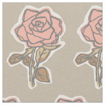 Pink Rose Block Print Taupe Floral Dress