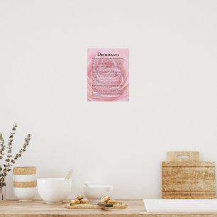 Pink Rose Bloom Desiderata Poem Poster