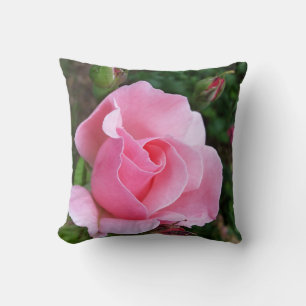 pink rose blooming throw pillow