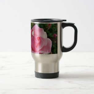 pink rose blooming travel mug