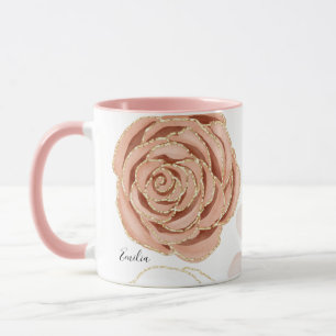 Pink Rose Blossom Pretty Name Mug