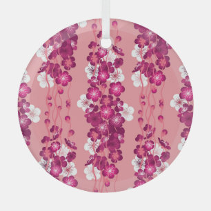 Pink rose blossoms: seamless background. glass ornament