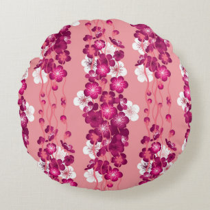 Pink rose blossoms: seamless background. round pillow