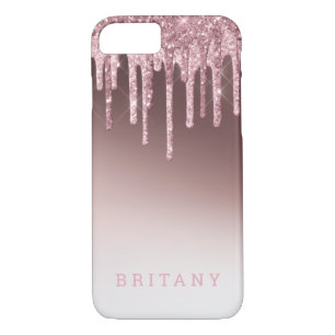 Pink Rose Blush Girly Glitter Sparkle Name Case-Mate iPhone Case