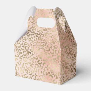 Pink Rose Blush Gold Leopard Animal Print Favor Box