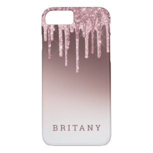 Pink Rose Blush Purple Glitter Sparkle Name Case-Mate iPhone Case