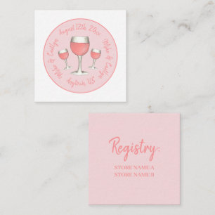 Pink Rosé Blush Wine Glass Wedding Bridal Shower Enclosure Card