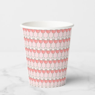 Pink Rosé Blush Wine Glass Winery Bridal Shower Paper Cups