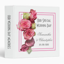 Pink rose border bouquet wedding