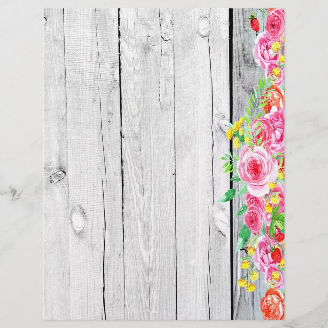 Pink rose border on wood (Front)