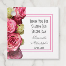 Pink rose border thank you wedding