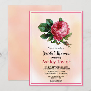 Pink rose botanical chic fall floral Bridal Shower Invitation