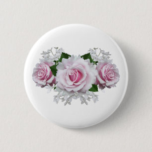 Pink Rose Bouquet 2 Inch Round Button
