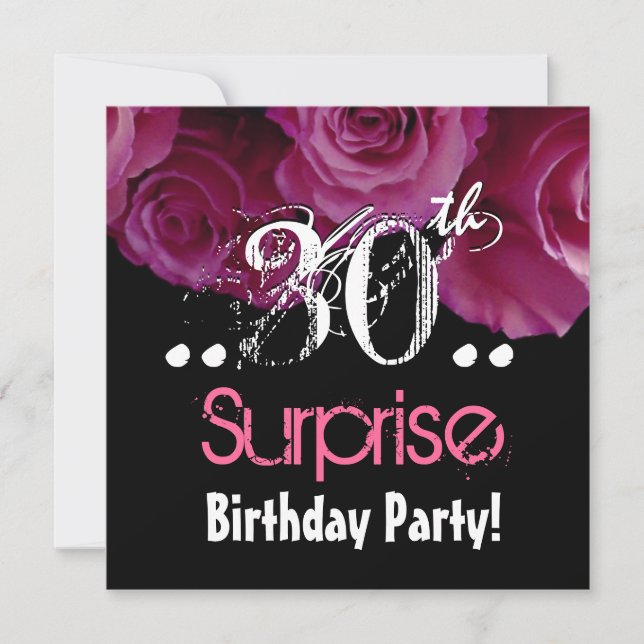 Pink Rose Bouquet 30th Surprise Birthday Template (Front)
