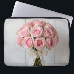 Pink Rose Bouquet Pearl Lace Romantic Laptop Sleeve<br><div class="desc">Delicate and dreamy bouquet of soft pastel pink roses wrapped in ivory lace and pearl accents. This gentle,  feminine composition radiates timeless romance,  elegance and quiet sophistication the perfect expression of tender love,  bridal grace and classic feminine beauty.</div>