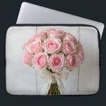 Pink Rose Bouquet Pearl Lace Romantic Laptop Sleeve<br><div class="desc">Delicate and dreamy bouquet of soft pastel pink roses wrapped in ivory lace and pearl accents. This gentle,  feminine composition radiates timeless romance,  elegance and quiet sophistication the perfect expression of tender love,  bridal grace and classic feminine beauty.</div>