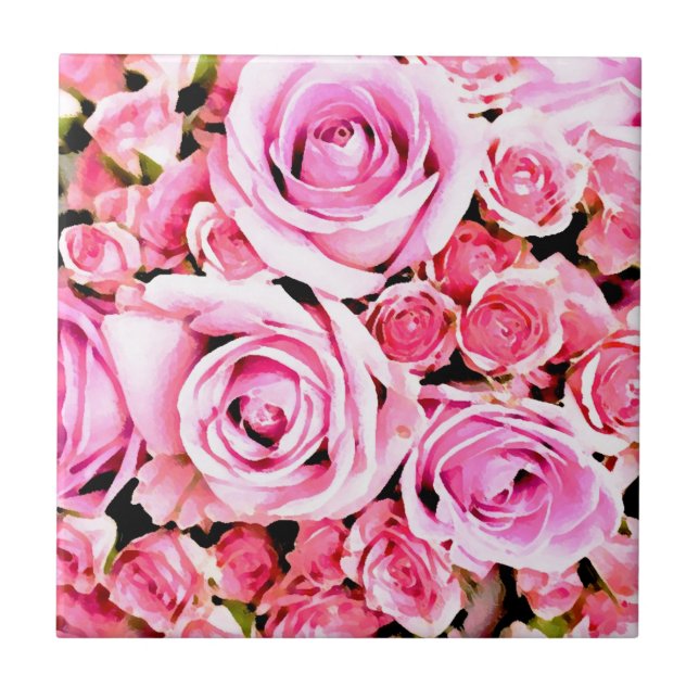 Pink rose bouquet tile (Front)