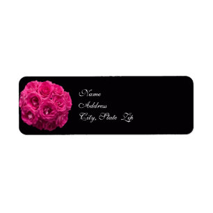 Pink Rose Bouquet Wedding Address Label