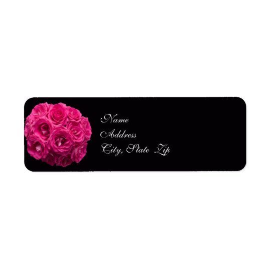 Pink Rose Bouquet Wedding Address Label