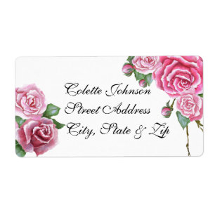 Pink Rose Bouquet Wedding Return Address Labels