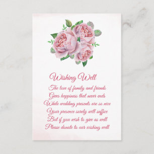 Pink Rose Bouquet Wedding Wishing Well Cards