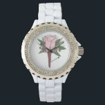 Pink Rose Boutonniere Floral Prom Wedding Watch<br><div class="desc">Features an original marker illustration of a pretty pink rose boutonniere button hole flower, surrounded by delicate baby's breath.
Designer is available to create and upload custom designs to match the colours and themes of your wedding--click "Ask this Designer" to begin the design process!</div>