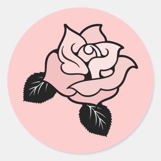 Pink Rose Bridal Shower Favour Sticker (Front)