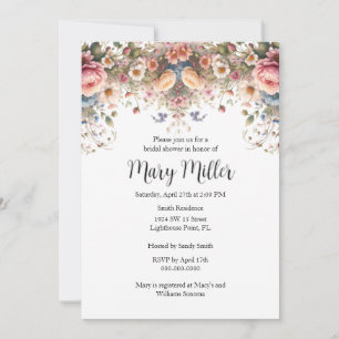 Pink Rose Bridal Shower Invitation